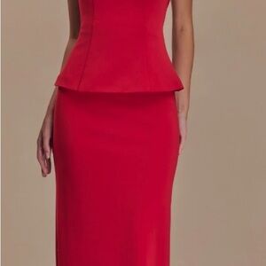Meshki Bertie Peplum Halter Maxi Dress